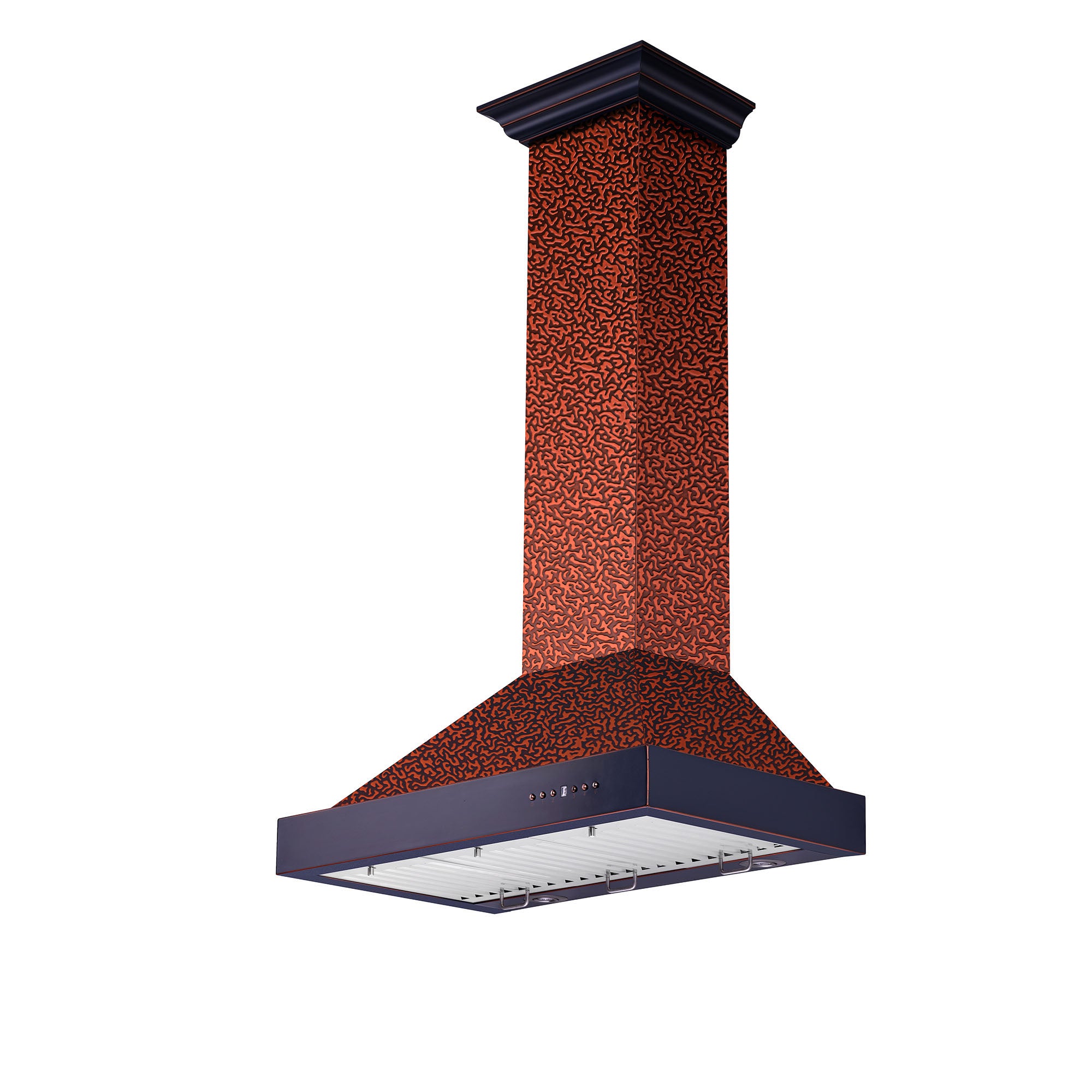 ZLINE Designer Series Wall Mount Range Hood in Embossed Copper with Size Options (KB2-EBXXX) 48 inch side, under.