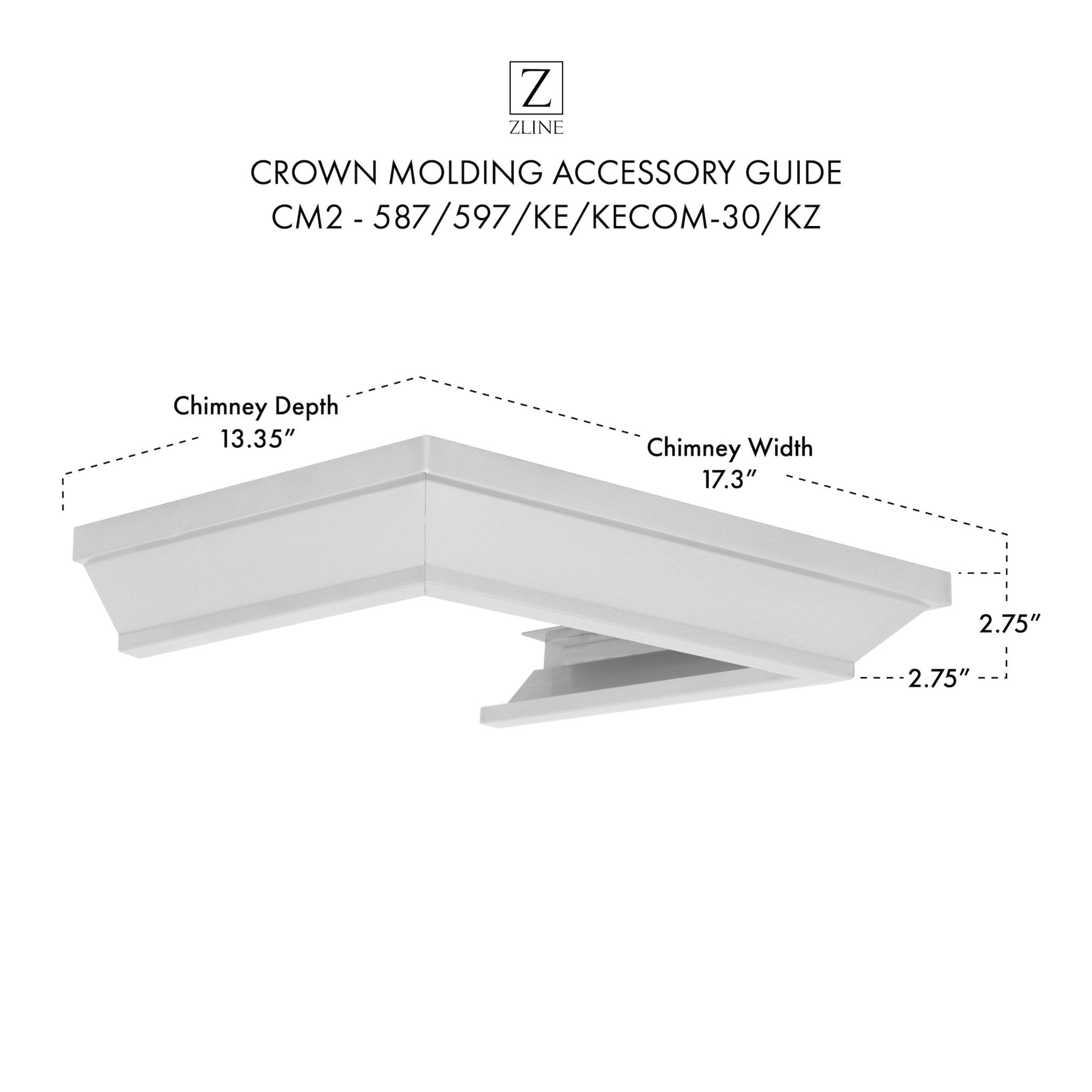 ZLINE Crown Molding #2 For Wall Range Hood (CM2-587/597/KE/KECOM-30/KZ) - Rustic Kitchen & Bath - Range Hood Accessories - ZLINE Kitchen and Bath