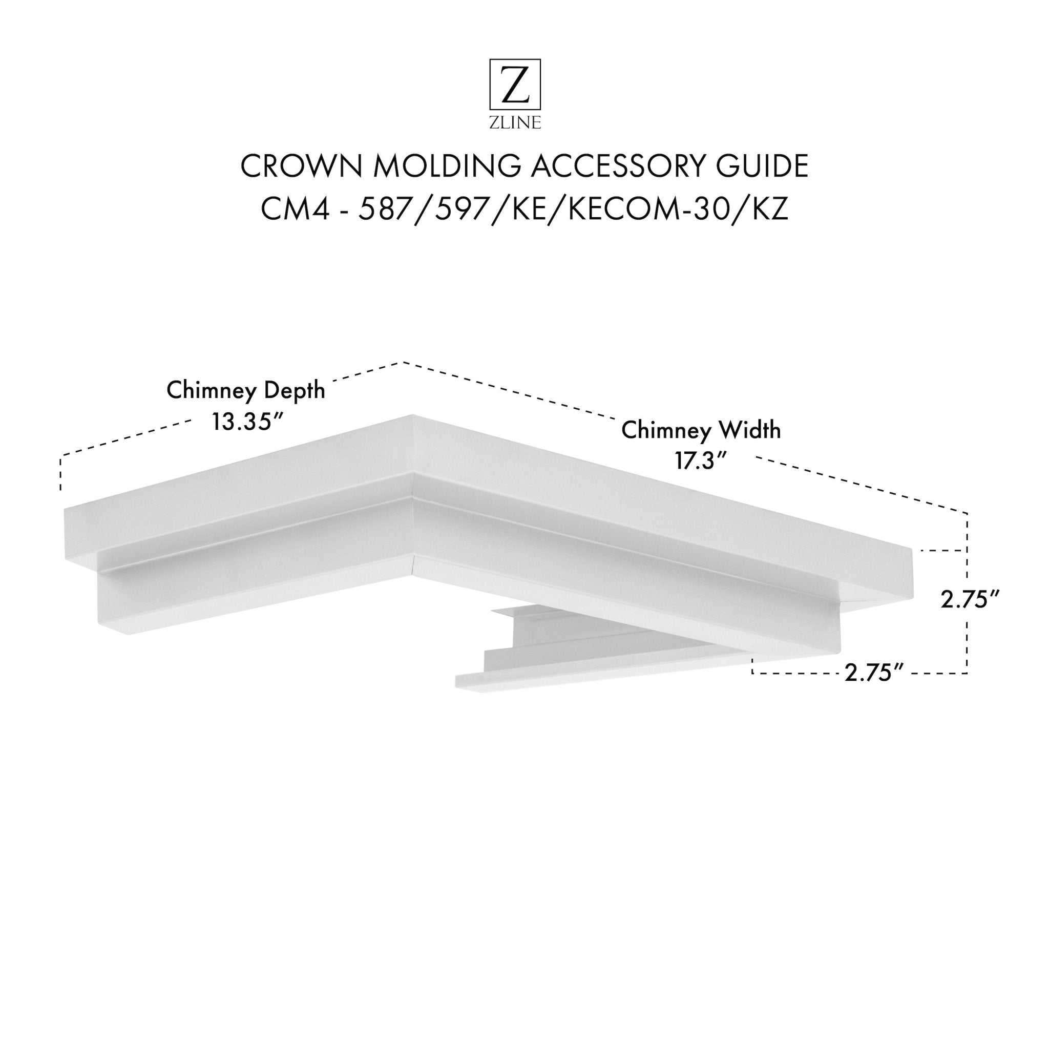 ZLINE Crown Molding #4 For Wall Range Hood (CM4-587/597/KE/KECOM-30/KZ) - Rustic Kitchen & Bath - Range Hood Accessories - ZLINE Kitchen and Bath