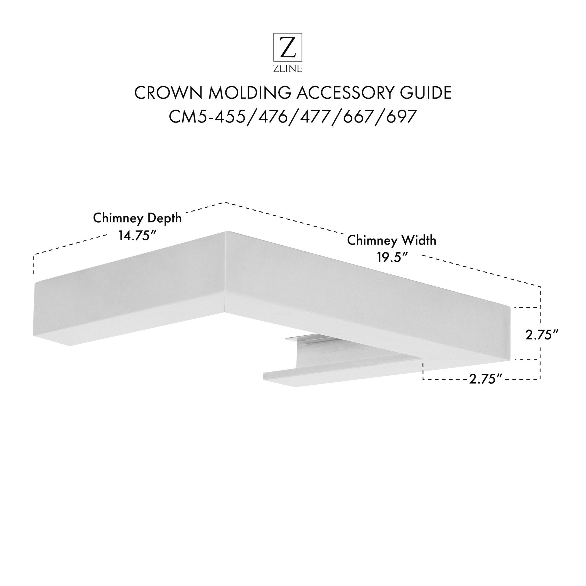 ZLINE Crown Molding #5 For Wall Range Hood (CM5-455/476/477/667/697) - Rustic Kitchen & Bath - Range Hood Accessories - ZLINE Kitchen and Bath