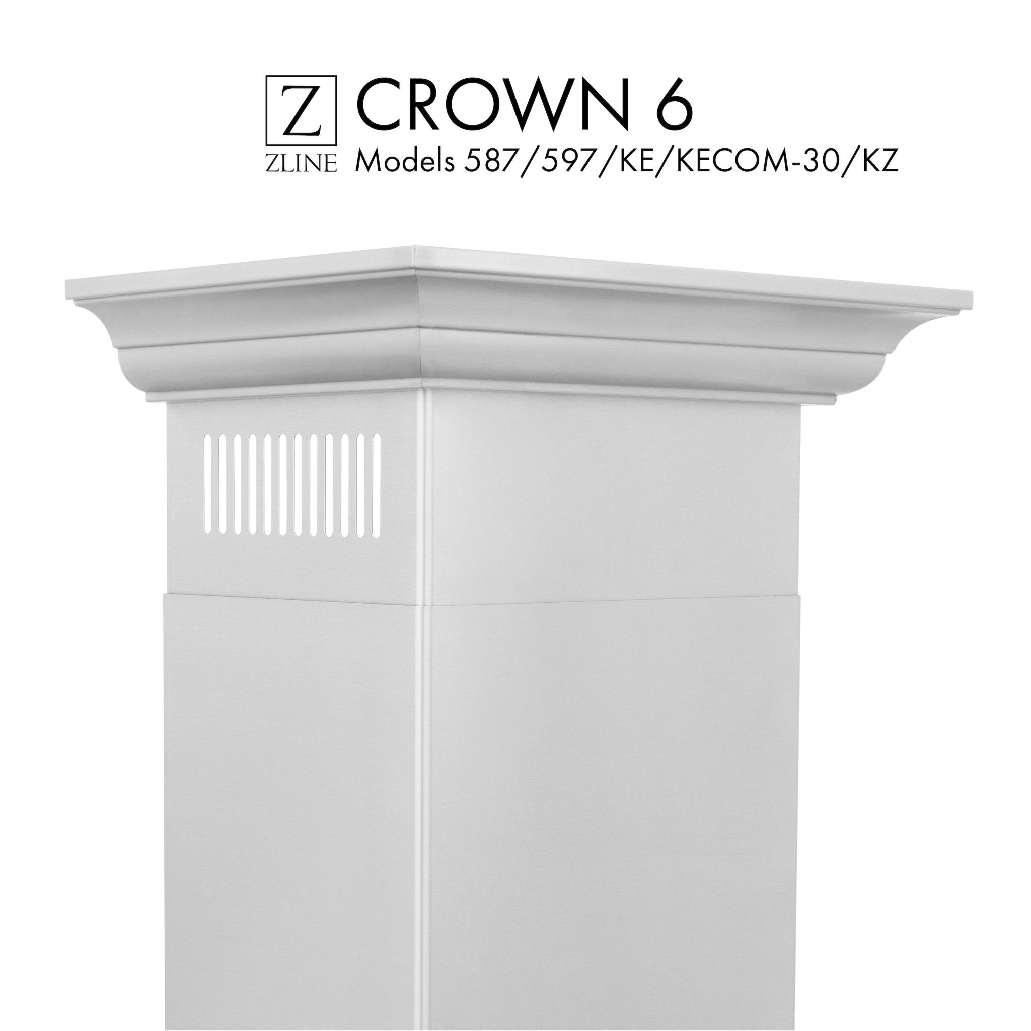 ZLINE Crown Molding 6 For 587/597/KE/KECOM-30/KZ Wall Range Hood Stainless Steel (CM6-587/597/KE/KECOM-30/KZ) - Rustic Kitchen & Bath - Range Hood Accessories - ZLINE Kitchen and Bath