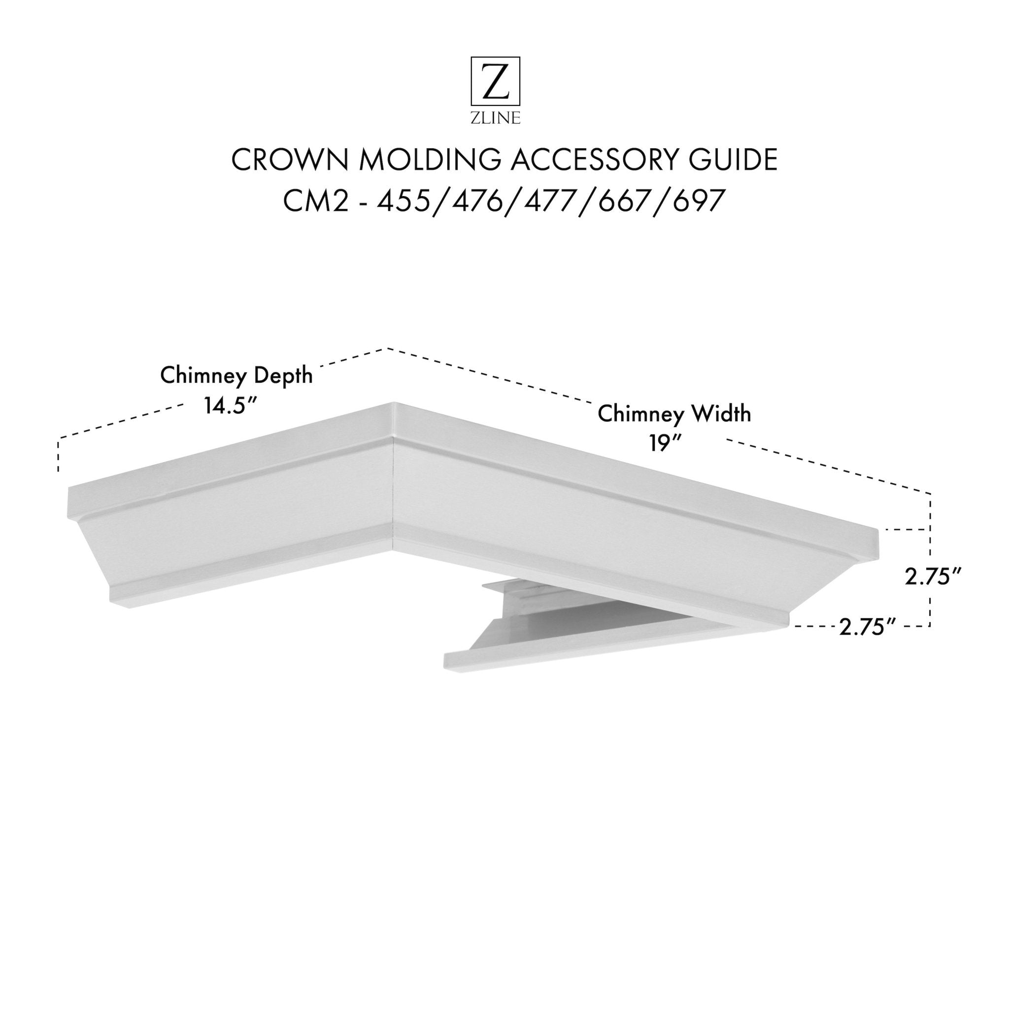 ZLINE Crown Molding Profile 2 for Wall Mount Range Hood (CM2-455/476/477/667/697) - Rustic Kitchen & Bath - Range Hood Accessories - ZLINE Kitchen and Bath