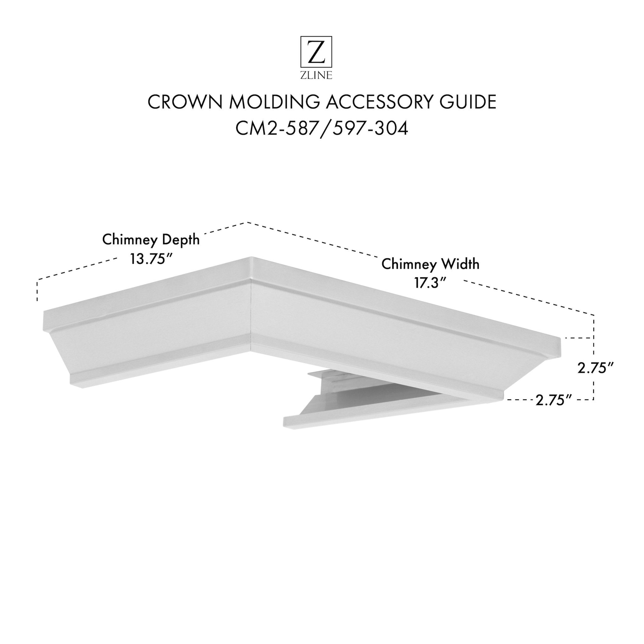 ZLINE Crown Molding Profile 2 for Wall Mount Range Hood (CM2-587/597-304) - Rustic Kitchen & Bath - Crown Molding - ZLINE Kitchen and Bath