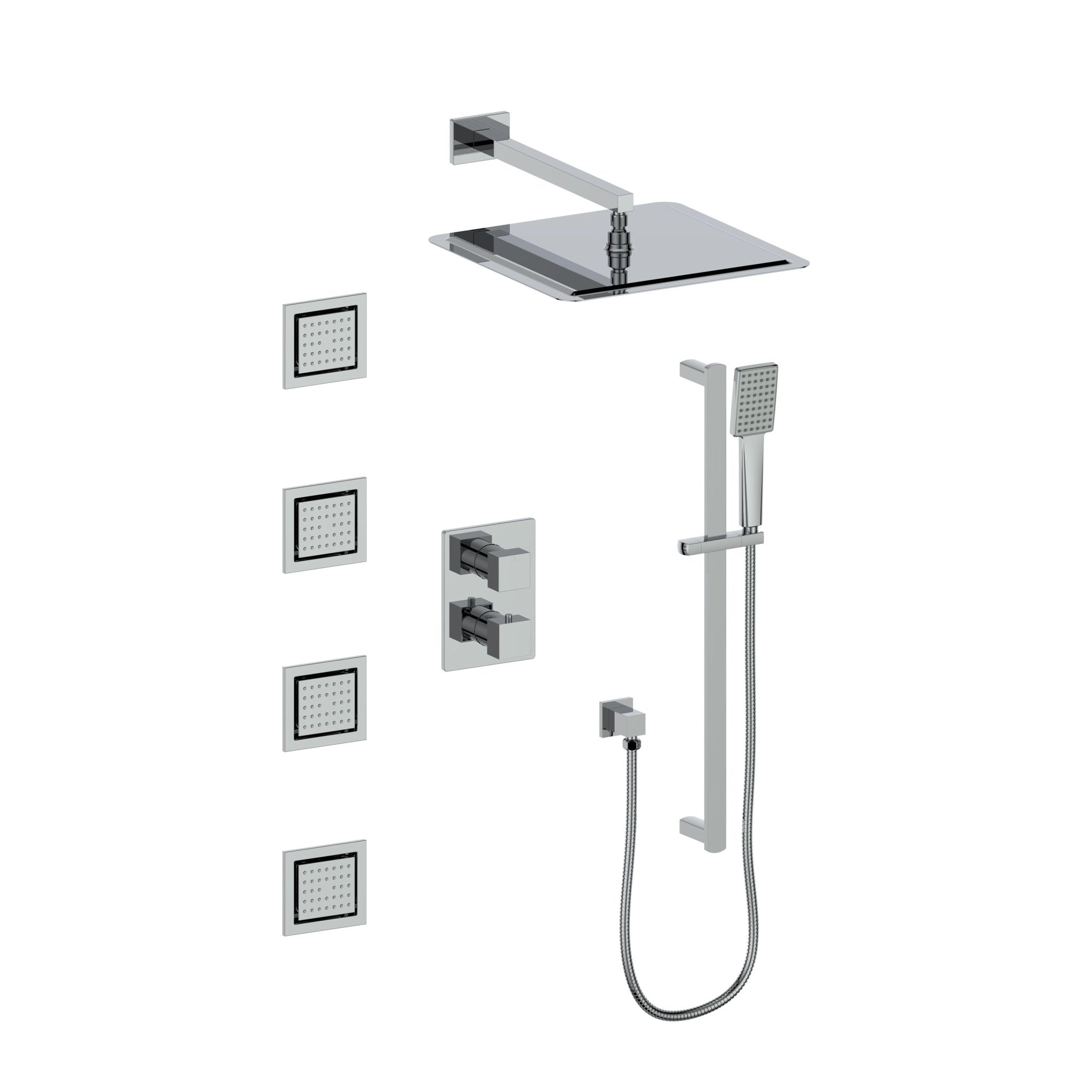 ZLINE Crystal Bay Thermostatic Shower System with Body Jets in Chrome