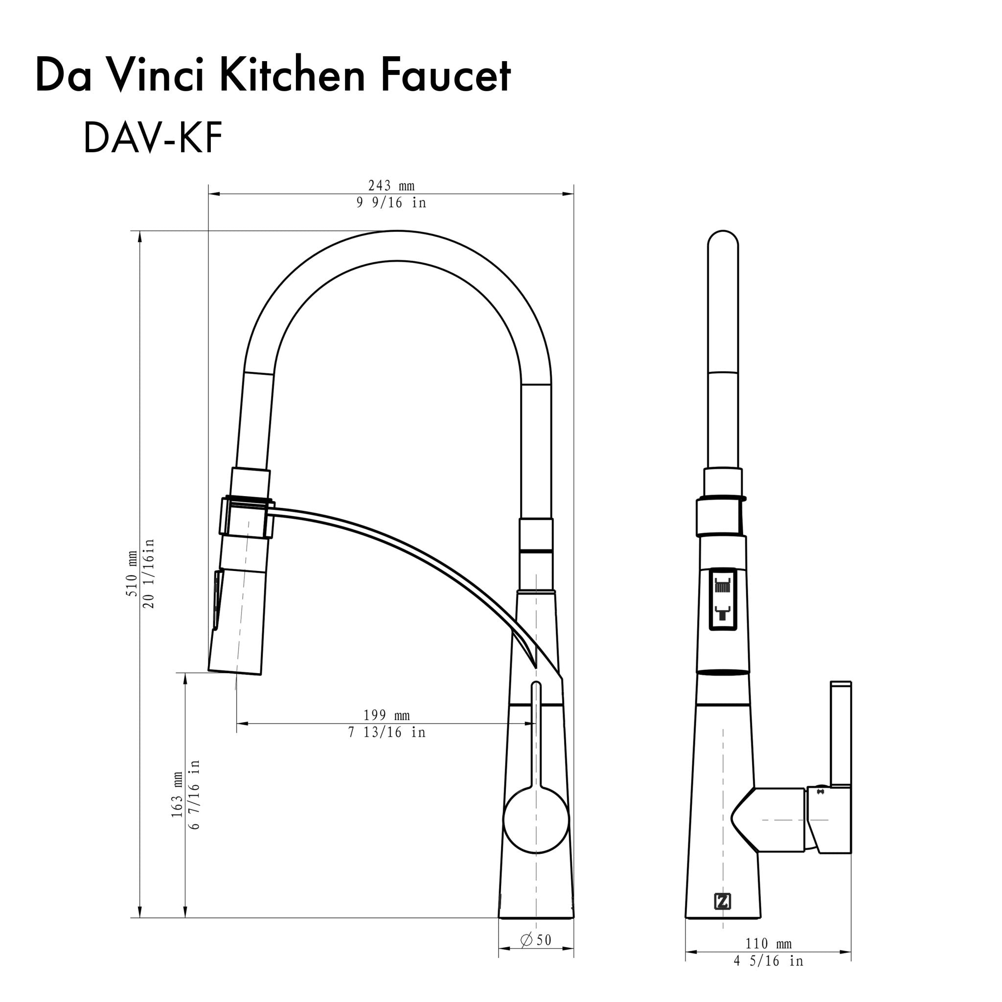 ZLINE Da Vinci Kitchen Faucet in Brushed Nickel (DAV-KF-BN) - Rustic Kitchen & Bath - Faucet - ZLINE Kitchen and Bath