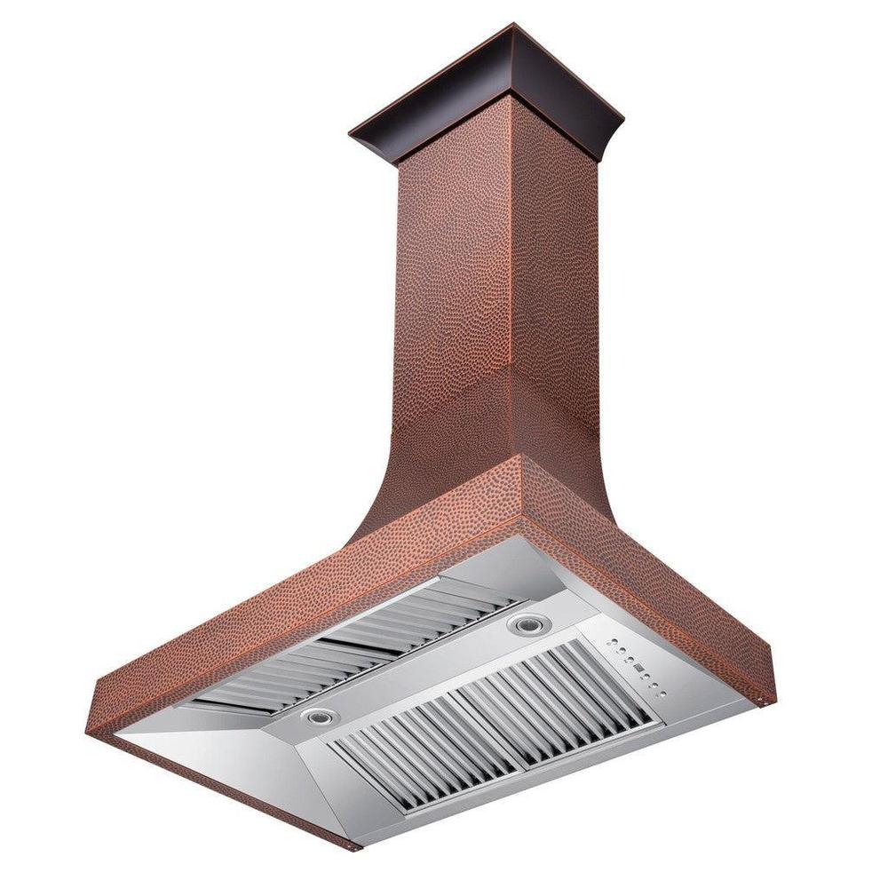 Side under of ZLINE Designer Series Hand-Hammered Copper Finish Wall Mount Range Hood (8632H)