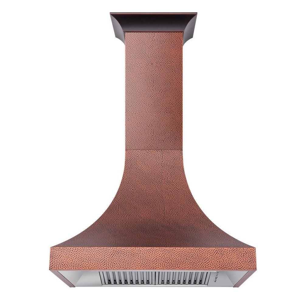 Front of ZLINE Designer Series Hand-Hammered Copper Finish Wall Mount Range Hood (8632H)