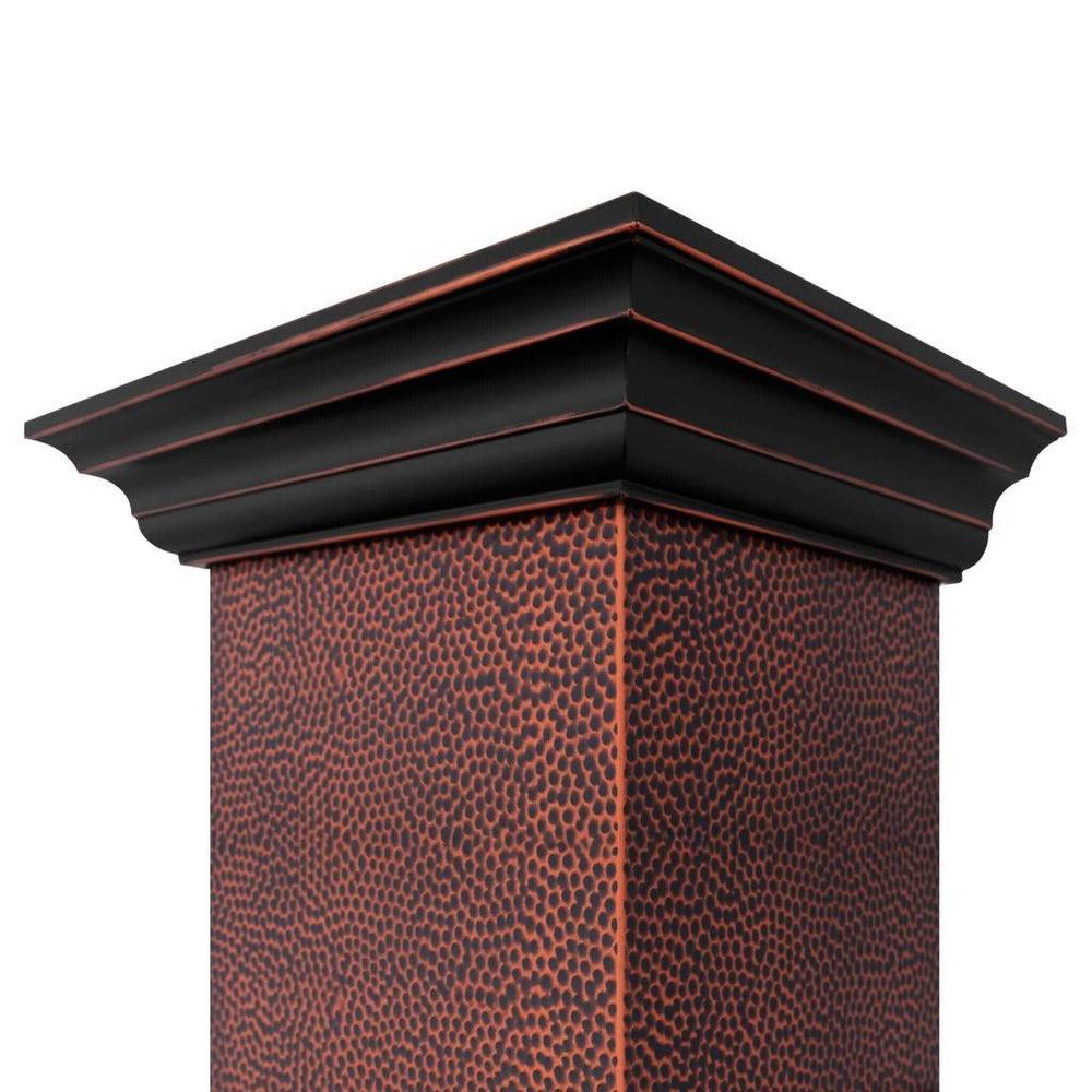 ZLINE Designer Series Wall Mount Range Hood in Hand-Hammered Copper with Oil-Rubbed Bronze Details (655-HBXXX) 