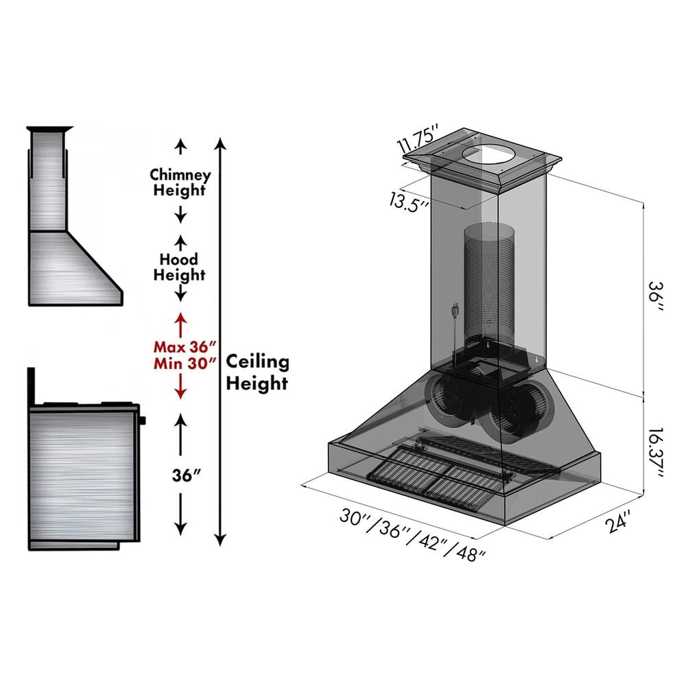 ZLINE Convertible Designer Series Copper Wall Mount Range Hood (8667C) 