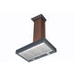 ZLINE Ducted Vent Designer Series Wall Mount Range Hood in Hand-Hammered Copper (KB2-HBXXX) under, side.