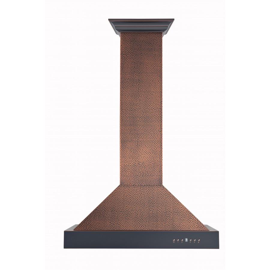 ZLINE Ducted Vent Designer Series Wall Mount Range Hood in Hand-Hammered Copper (KB2-HBXXX) front.