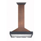 ZLINE Ducted Vent Designer Series Wall Mount Range Hood in Hand-Hammered Copper (KB2-HBXXX) front, under.