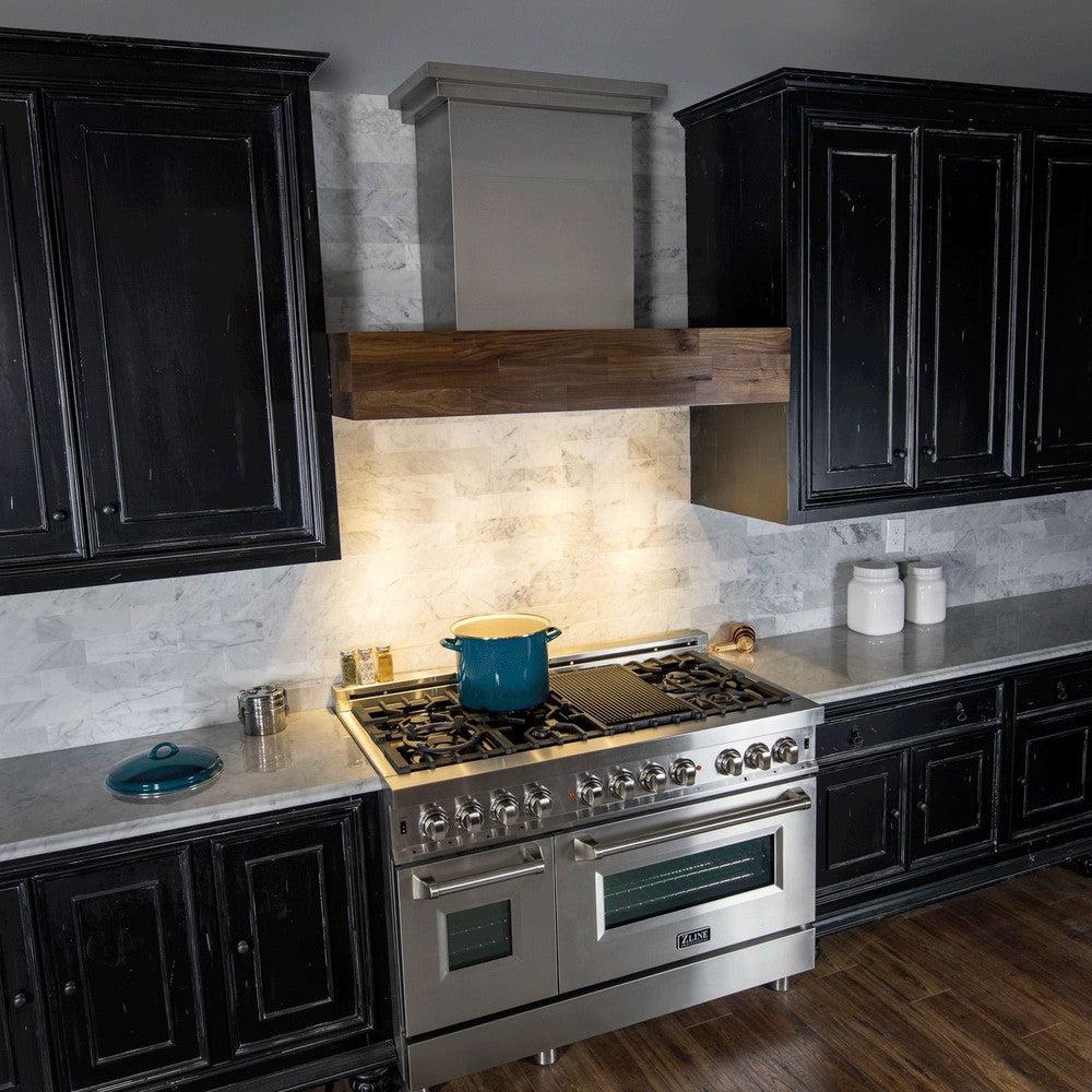 ZLINE 30 in. Convertible Designer Series Wooden Wall Mount Range Hood in Walnut Butcher Block (681W-30) 30 inch