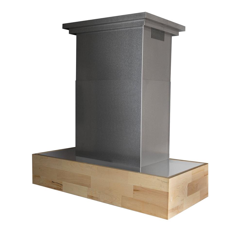ZLINE Dual Remote Blower Designer Series Wooden Wall Mount Range Hood in Maple Butcher Block (681M-RD) 36 Inch