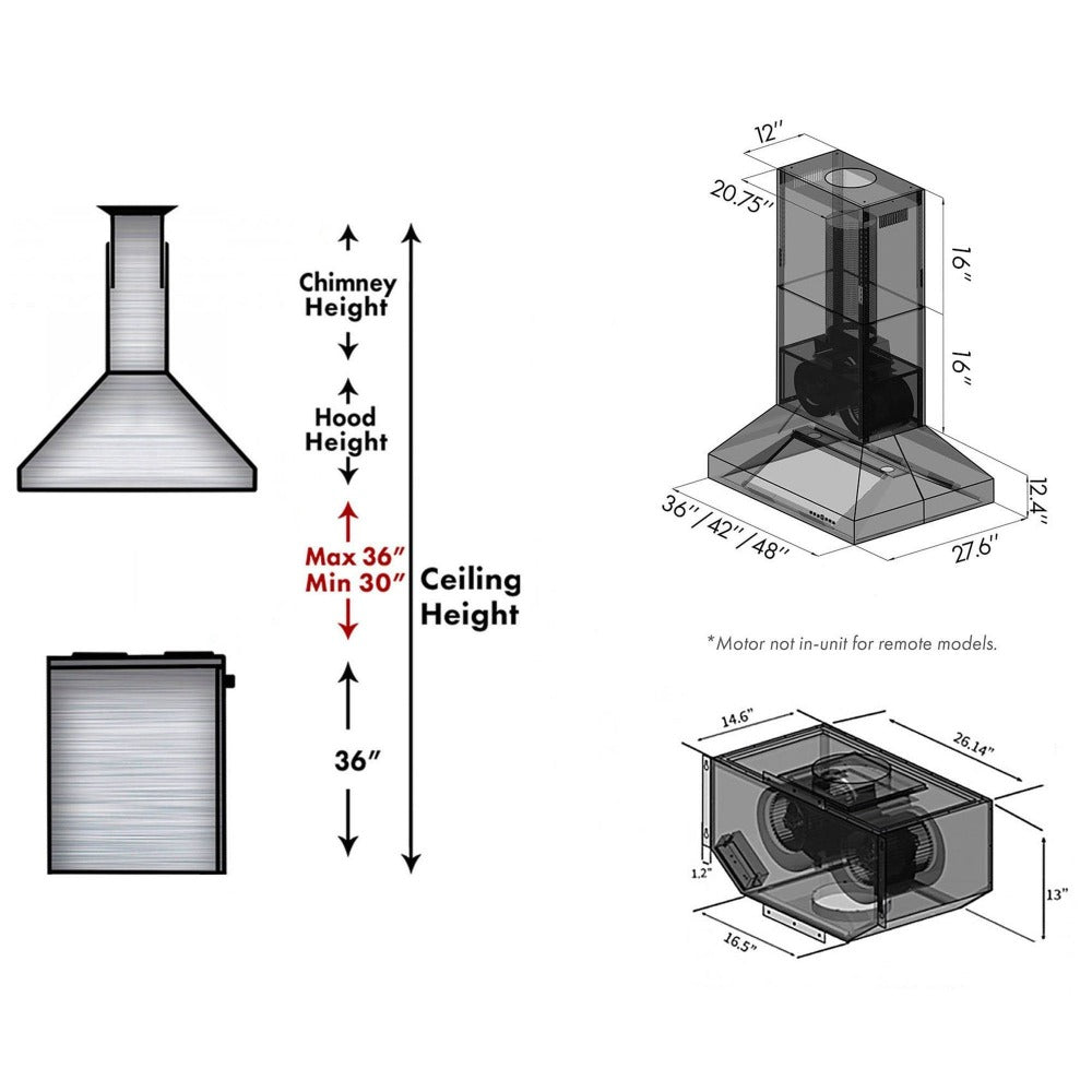 ZLINE Remote Blower Island Mount Range Hood in Stainless Steel with 400 and 700 CFM Options (697i-RD) 