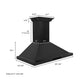 ZLINE Ducted Vent Wall Mount Range Hood in Black Stainless Steel with Built-in ZLINE CrownSound Bluetooth Speakers (BSKBNCRN-BT) 