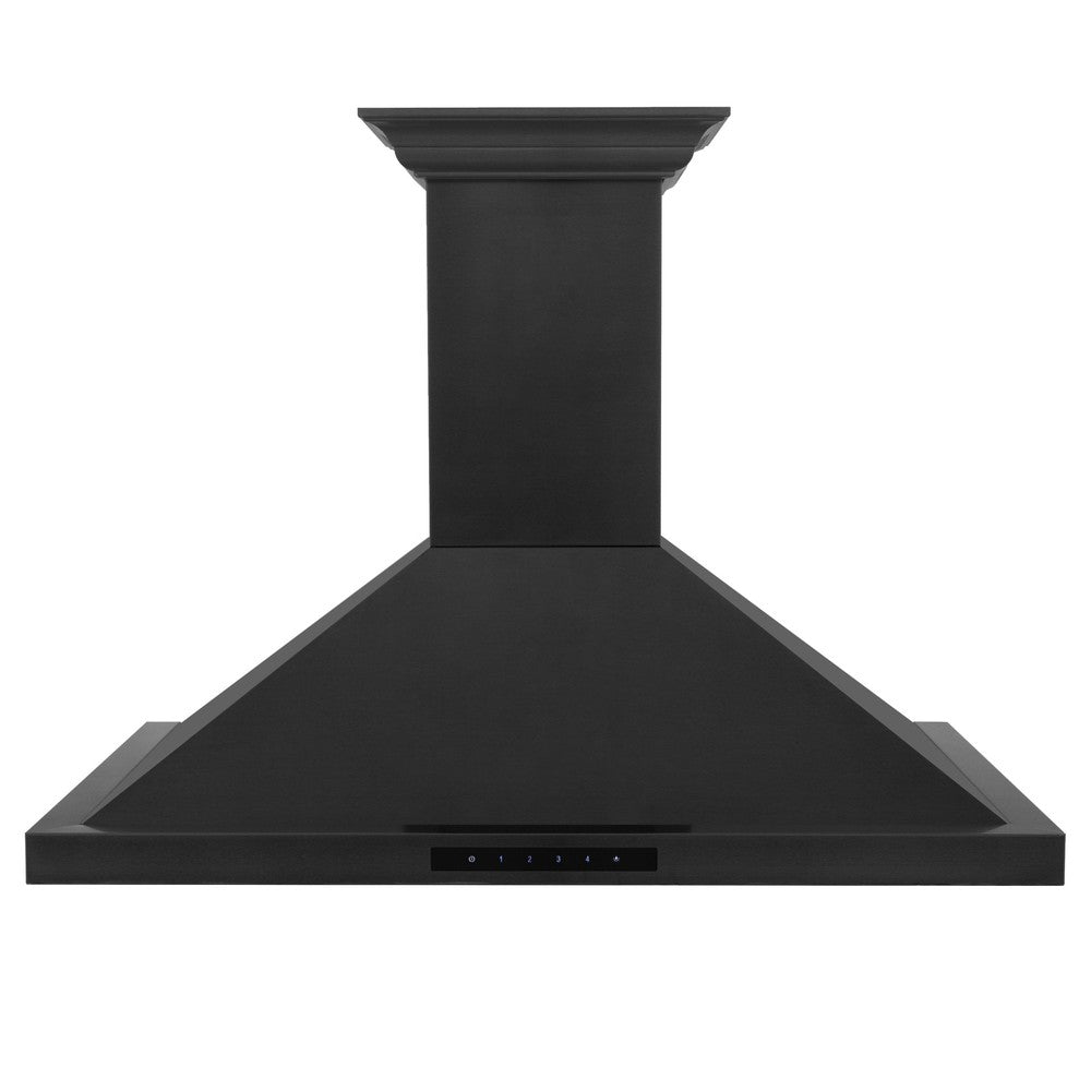 ZLINE Ducted Vent Wall Mount Range Hood in Black Stainless Steel with Built-in ZLINE CrownSound Bluetooth Speakers (BSKBNCRN-BT) 