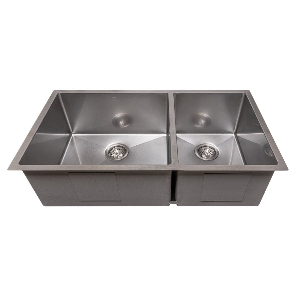 ZLINE 36 in. Chamonix Undermount Double Bowl Kitchen Sink in DuraSnow Stainless Steel