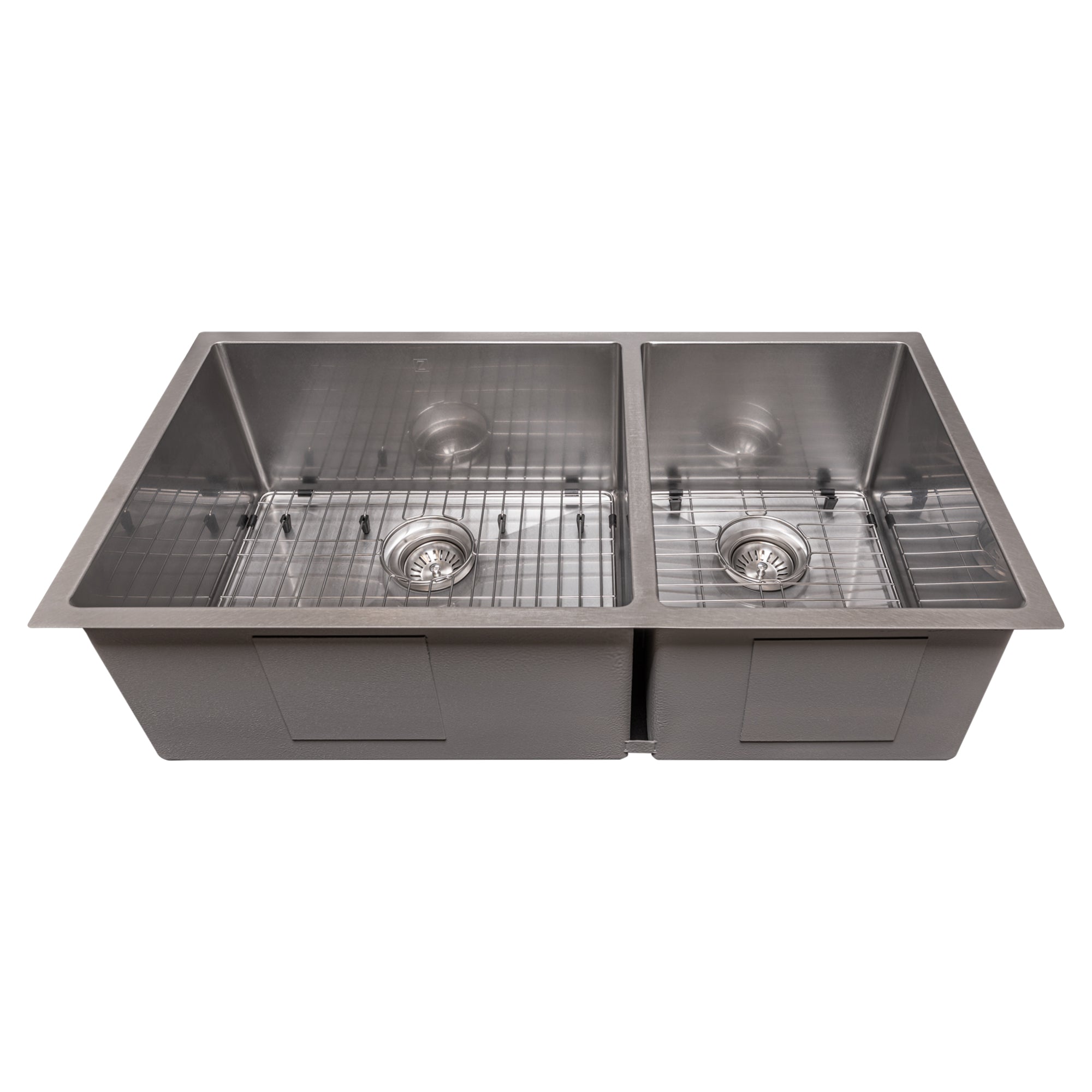 ZLINE 36 in. Chamonix Undermount Double Bowl Kitchen Sink with Bottom Grid in DuraSnow Stainless Steel