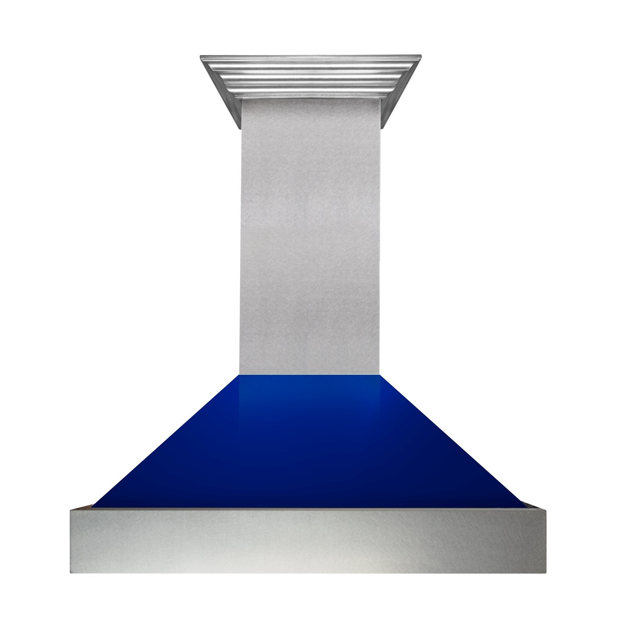 ZLINE Ducted Fingerprint Resistant Stainless Steel Range Hood with Blue Gloss Shell (8654BG)