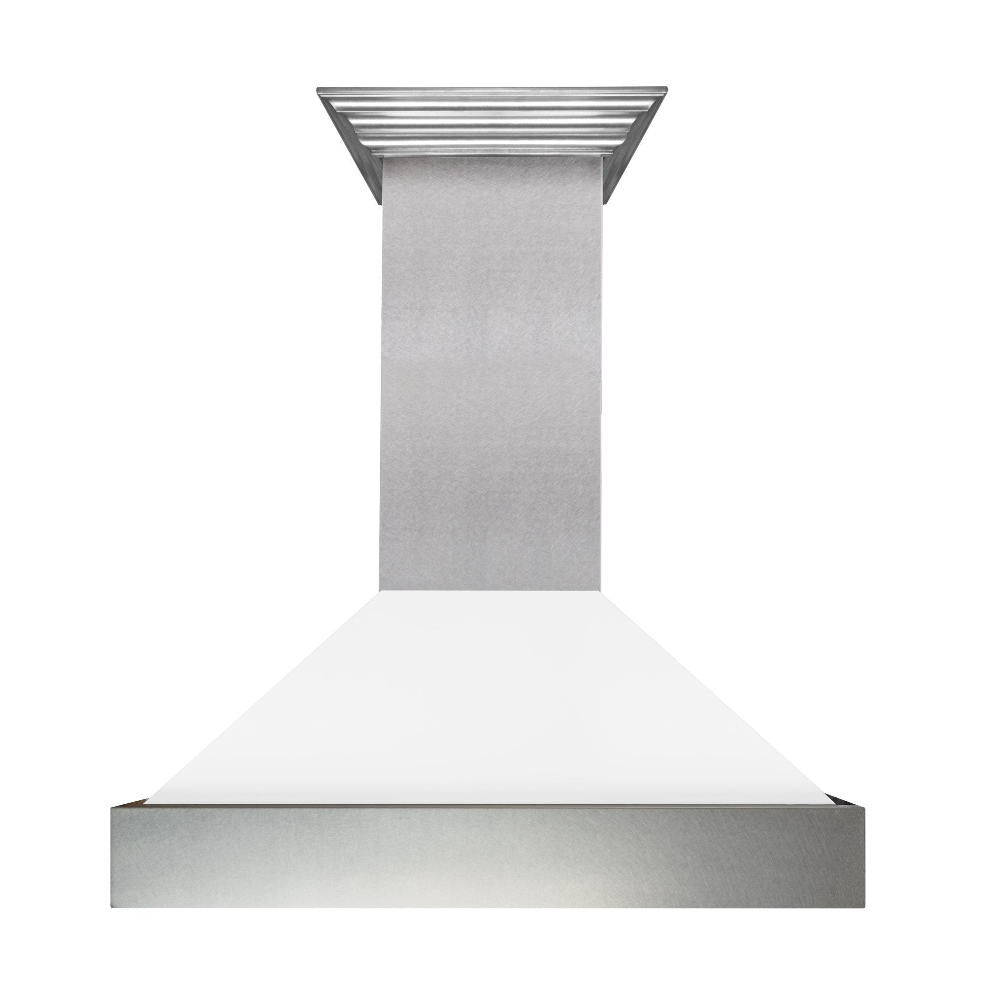 ZLINE Fingerprint Resistant Stainless Steel Range Hood With White Matte Shell (8654WM) front.