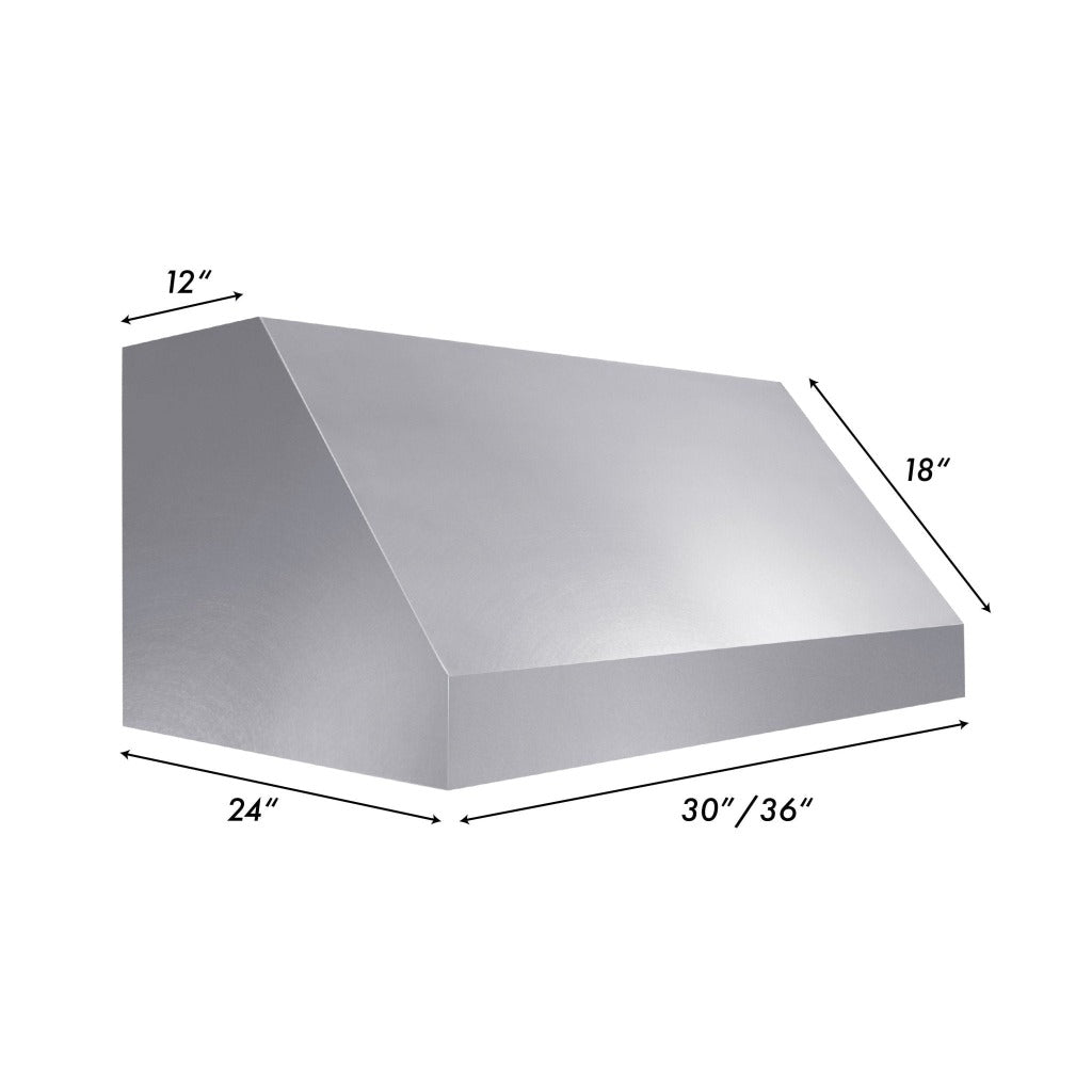 ZLINE Fingerprint Resistant Stainless Steel Under Cabinet Range Hood (8685S) front, under.