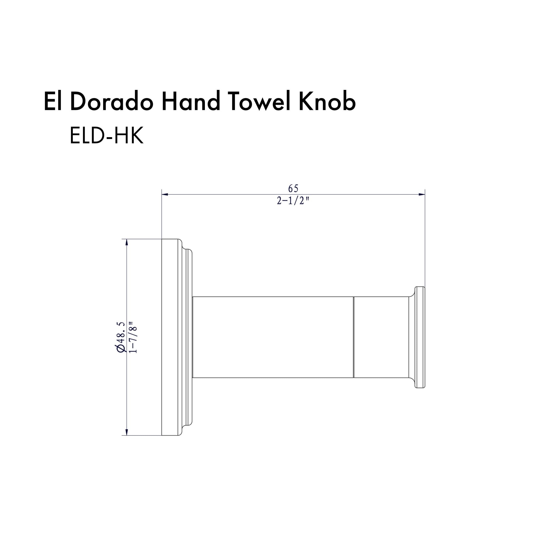ZLINE El Dorado Towel Hook with color options (ELD-HK) Dimensions and Measurements