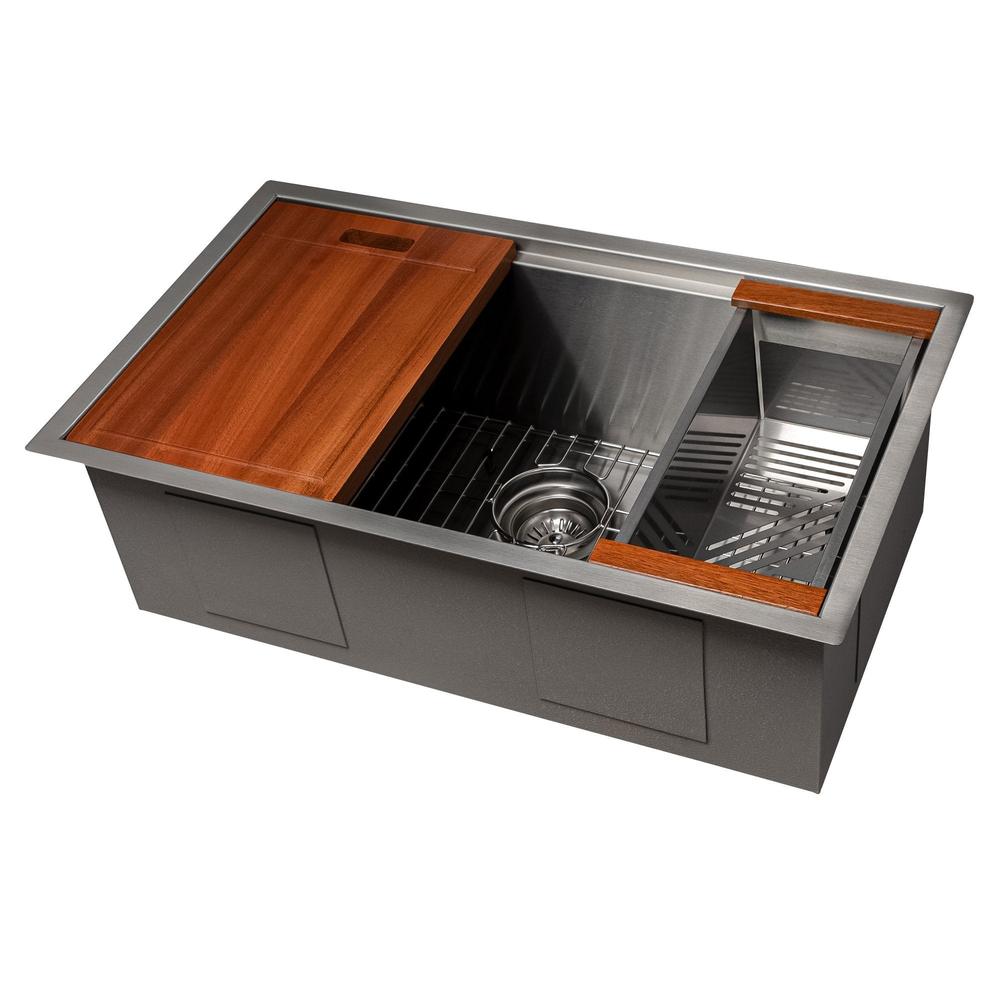 ZLINE 30 in. Garmisch Undermount Single Bowl Kitchen Sink with Bottom Grid and Accessories with Color Options (SLS-30) main image.