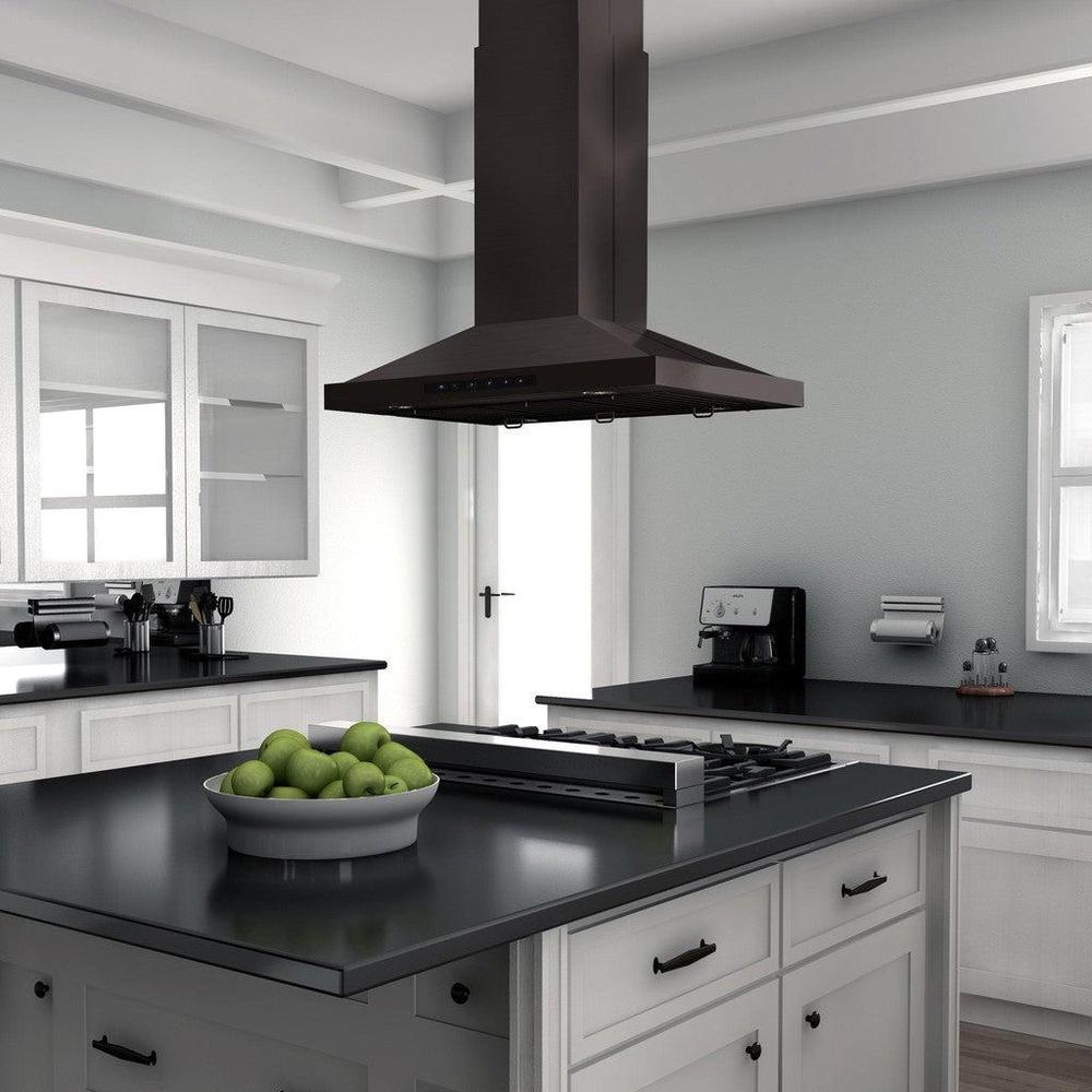 ZLINE Convertible Island Mount Range Hood - Black Stainless Steel ...