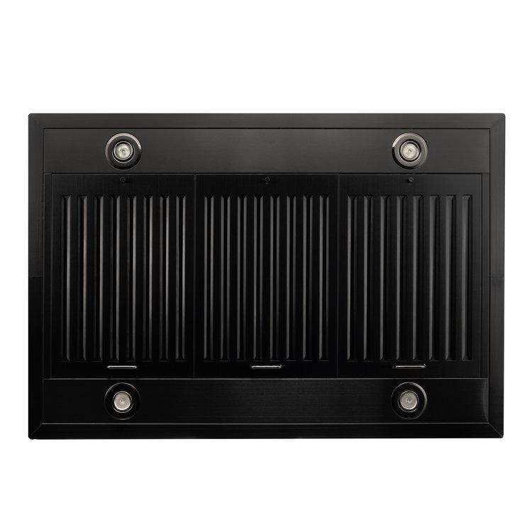ZLINE Convertible Vent Island Mount Range Hood in Black Stainless Steel (BSGL2iN) under.