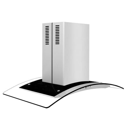 ZLINE Convertible Vent Island Mount Range Hood in Stainless Steel and Glass (GL14i) 