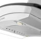 ZLINE Convertible Vent Island Mount Range Hood in Stainless Steel and Glass (GL14i) close-up, LED lighting.