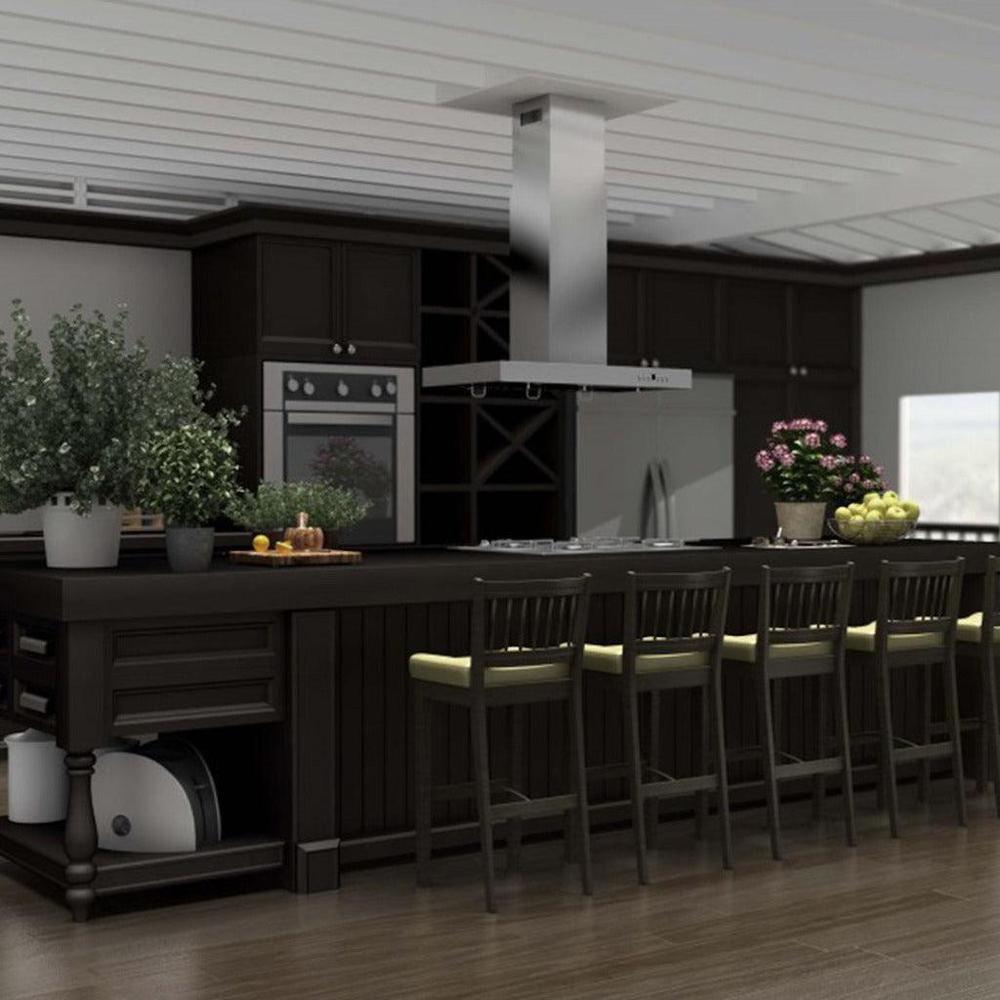 ZLINE Convertible Vent Island Mount Range Hood in Stainless Steel (KE2i) 