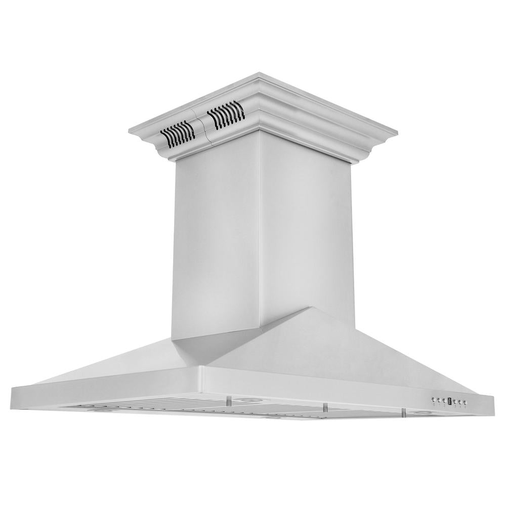 ZLINE Ducted Vent Island Mount Range Hood in Stainless Steel with Built-in ZLINE CrownSound Bluetooth Speakers (GL1iCRN-BT) 