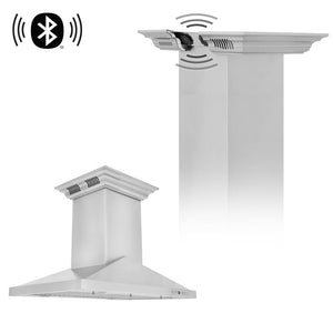 ZLINE Ducted Vent Island Mount Range Hood in Stainless Steel with Built-in ZLINE CrownSound Bluetooth Speakers (GL1iCRN-BT) main image.