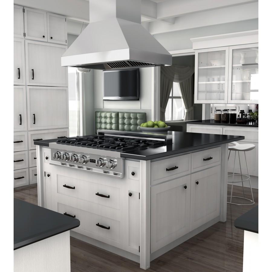 ZLINE Ducted Island Mount Range Hood in Outdoor Approved Stainless Steel (597i-304) lifestlye.