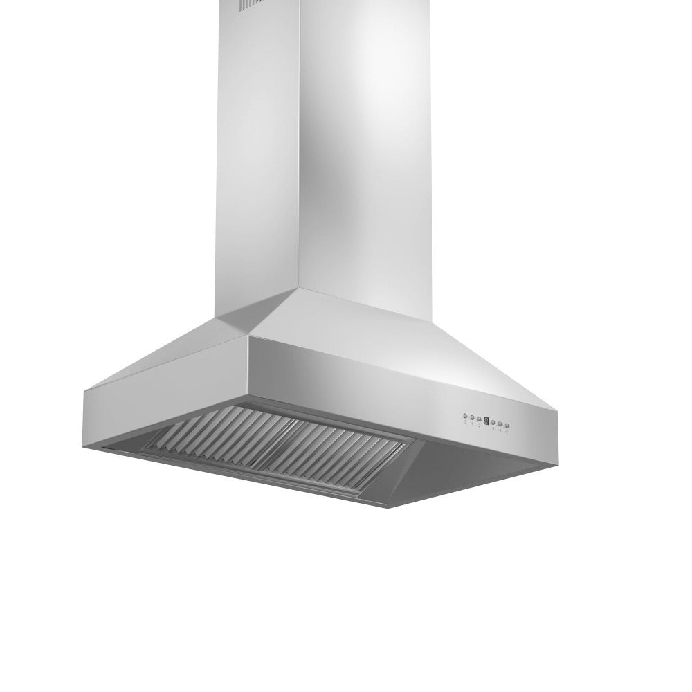 ZLINE Outdoor Approved Island Mount Range Hood in Stainless Steel (697i-304) side, under.