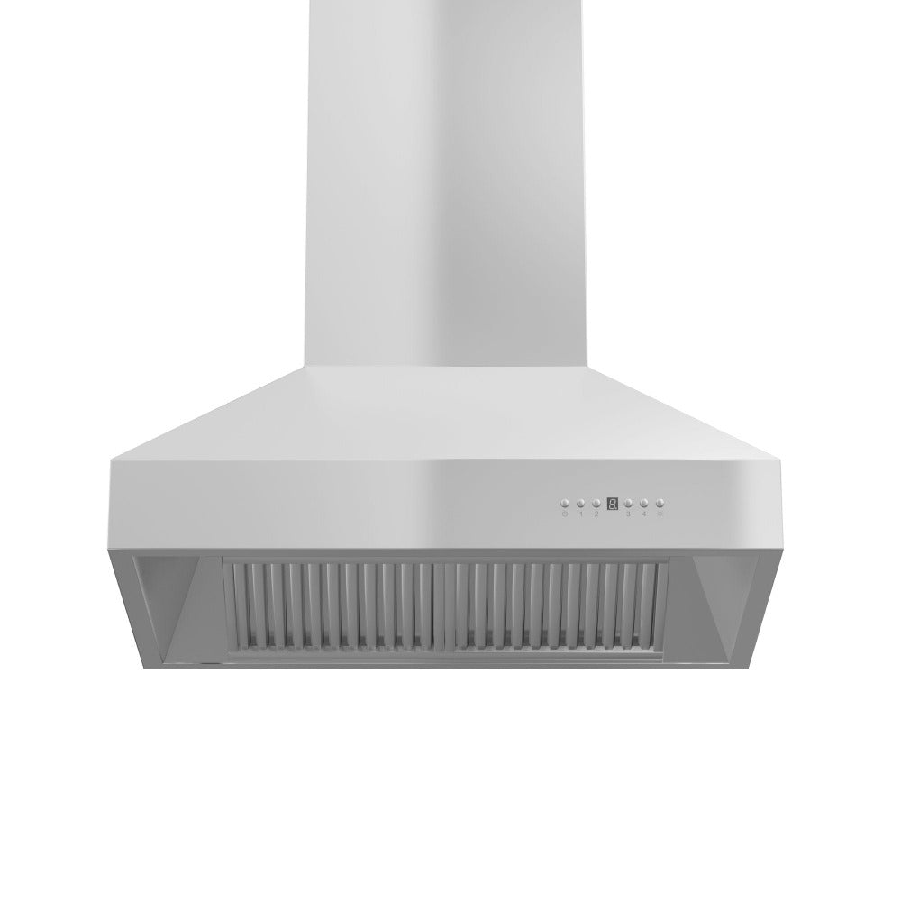 ZLINE Outdoor Approved Island Mount Range Hood in Stainless Steel (697i-304) front, under.