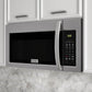 ZLINE Stainless Steel Over the Range Convection Microwave Oven with Modern Handle (MWO-OTR-30) close-up, lifestyle.