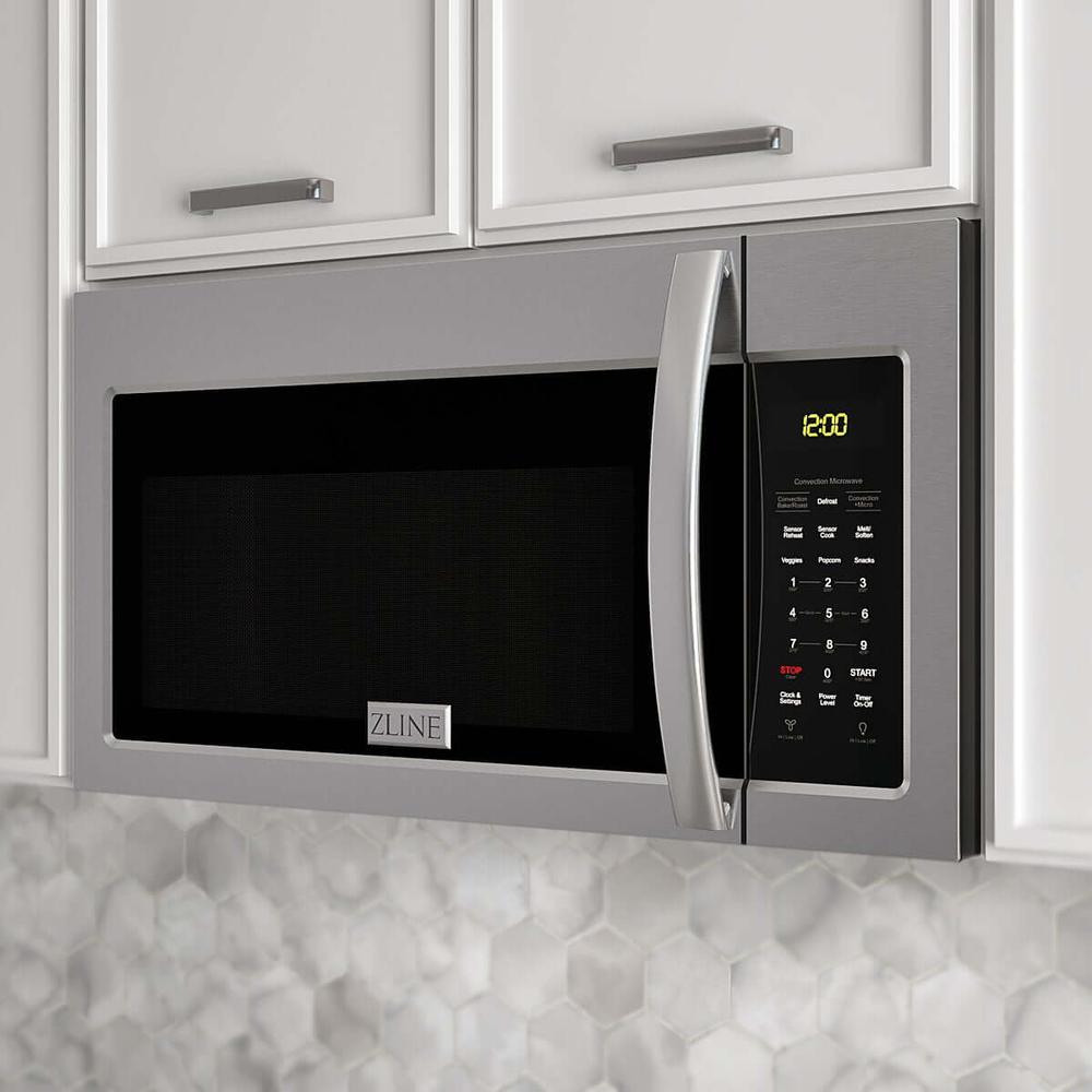 ZLINE Stainless Steel Over the Range Convection Microwave Oven with Modern Handle (MWO-OTR-30) 430-grade stainless steel exterior provides an easy clean-up and a timeless look in your kitchen