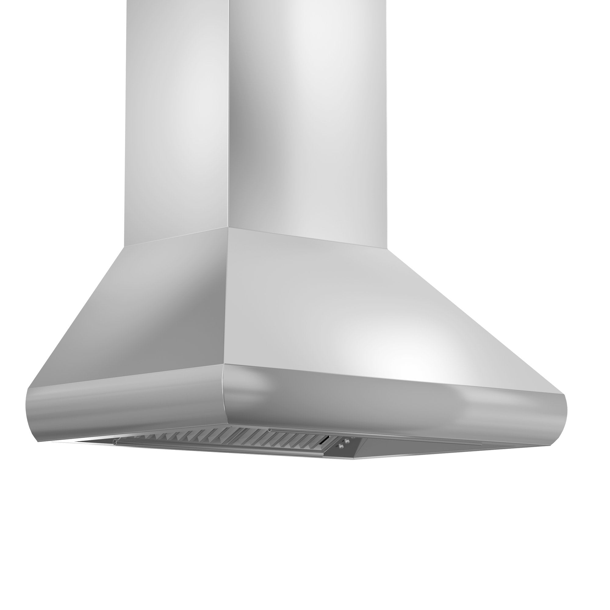 ZLINE Professional Convertible Vent Wall Mount Range Hood in Stainless Steel with Crown Molding (587CRN) side.