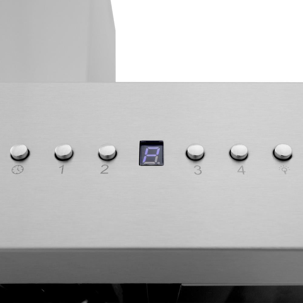 ZLINE Ducted Vent Wall Mount Range Hood in Stainless Steel with Built-in ZLINE CrownSound Bluetooth Speakers (667CRN-BT) 