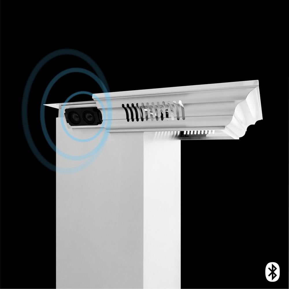 ZLINE Ducted Vent Wall Mount Range Hood in Stainless Steel with Built-in ZLINE CrownSound Bluetooth Speakers (667CRN-BT) 
