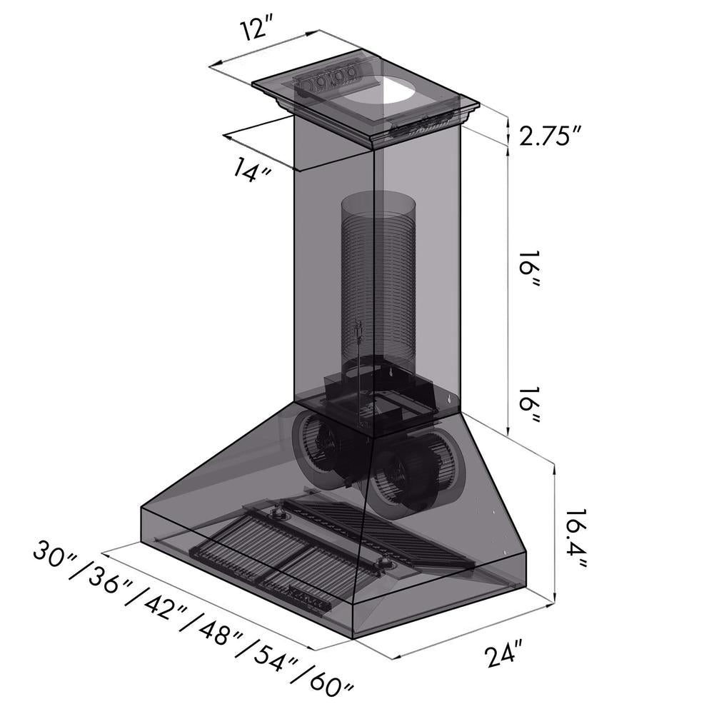 ZLINE Ducted Vent Wall Mount Range Hood in Stainless Steel with Built-in ZLINE CrownSound Bluetooth Speakers (667CRN-BT) 