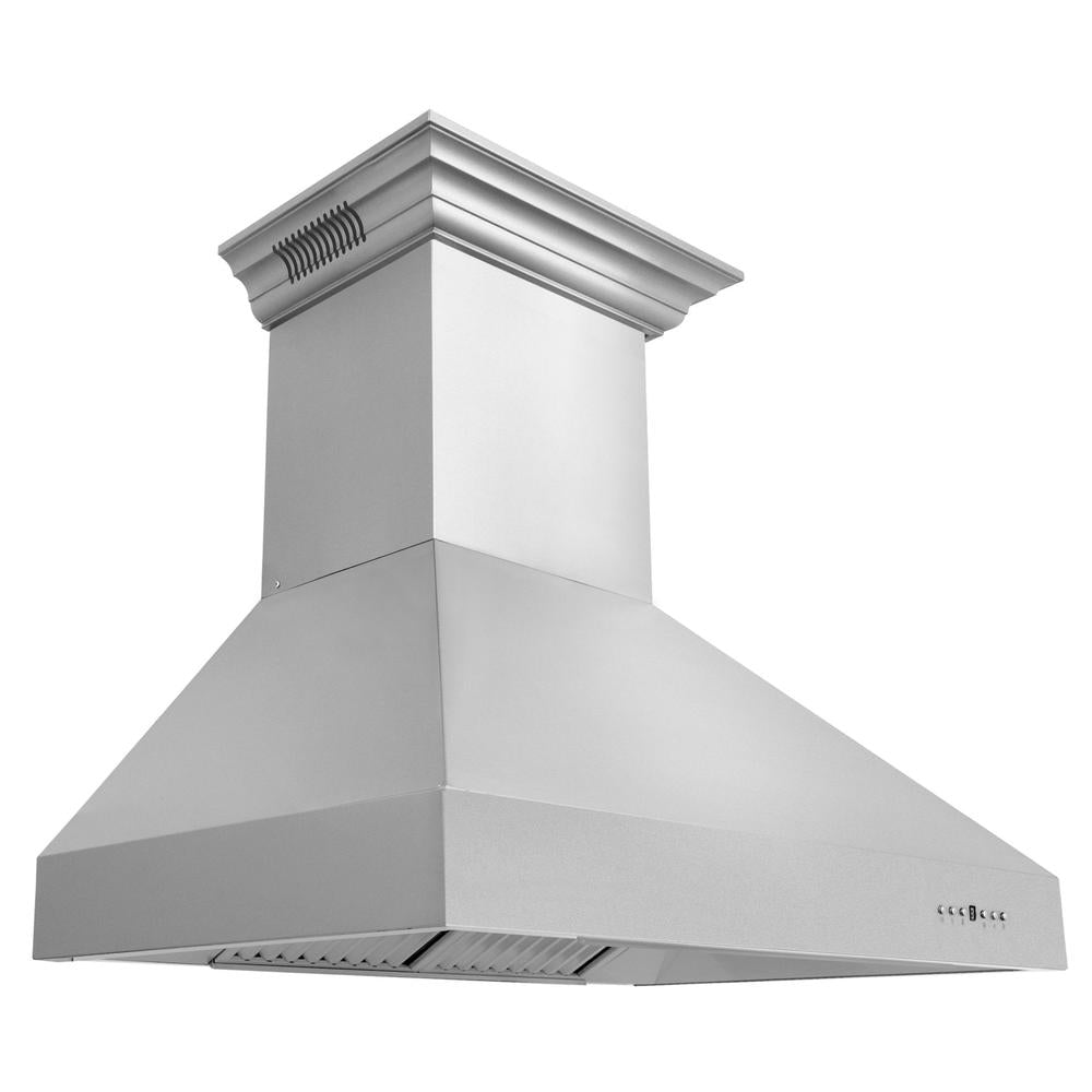 ZLINE Ducted Vent Wall Mount Range Hood in Stainless Steel with Built-in ZLINE CrownSound Bluetooth Speakers (667CRN-BT) 