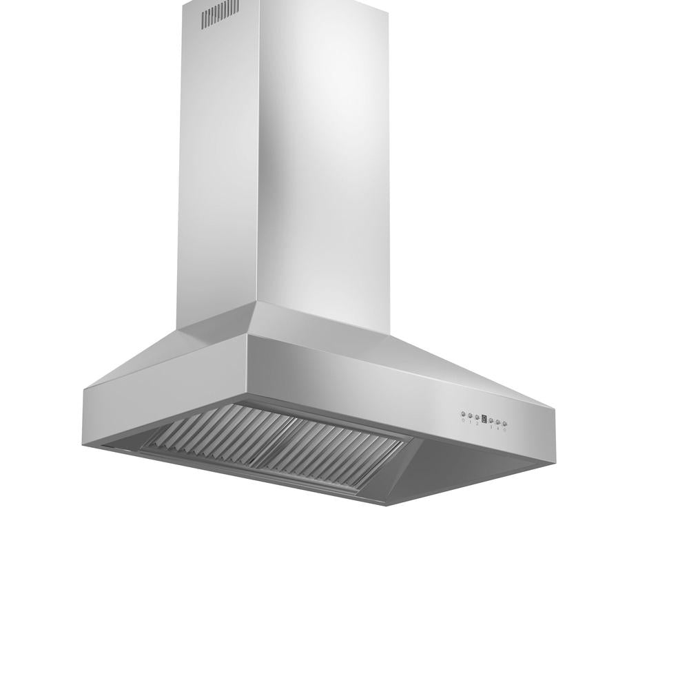 ZLINE Professional Convertible Vent Wall Mount Range Hood in Stainless Steel with Crown Molding (667CRN) 