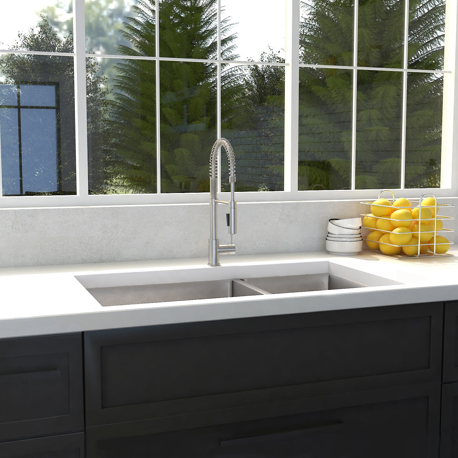 ZLINE 36 in. Chamonix Undermount Double Bowl Kitchen Sink with Bottom Grid  in Modern Farmhouse-style kitchen