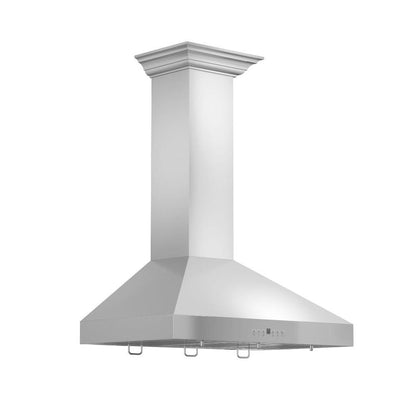 ZLINE Convertible Vent Wall Mount Range Hood in Stainless Steel with Crown Molding (KL3CRN) 