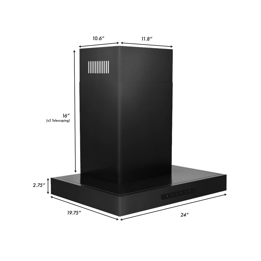 ZLINE Convertible Vent Wall Mount Range Hood in Black Stainless Steel (BSKEN) 
