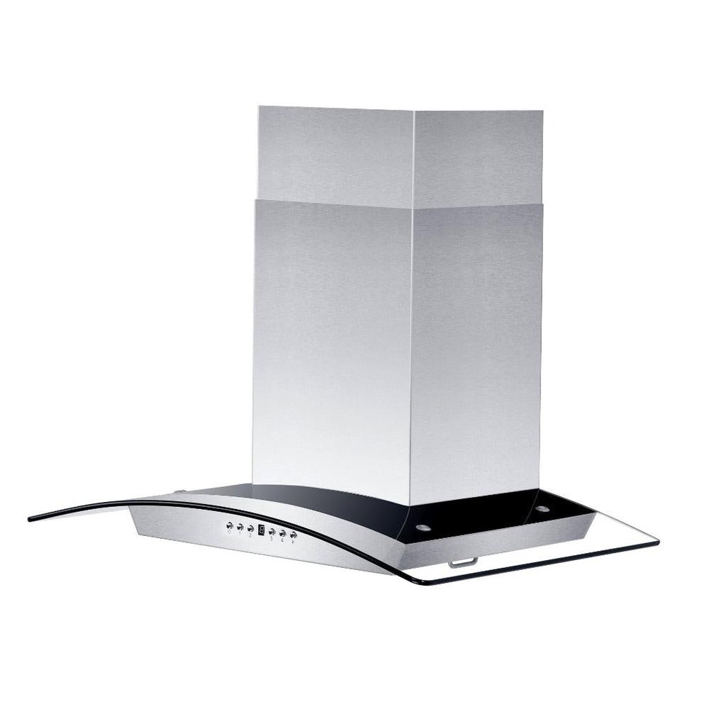 ZLINE Convertible Vent Wall Mount Range Hood in Stainless Steel and Glass with Crown Molding (KZCRN) 